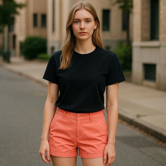 J. Crew Factory Womens Shorts Sz 00 3" Chino Neon Peach NEW - Picture 1 of 7